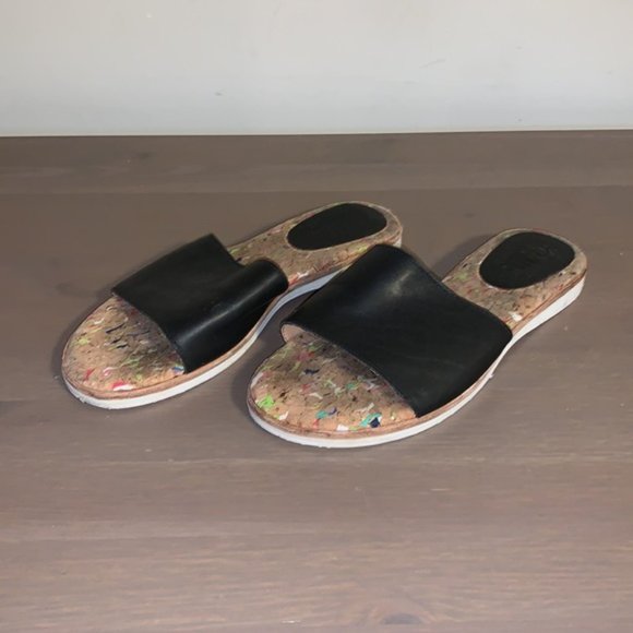 Rollie Black Leather Slides with Cork Insoles - Women’s Size 36 - Picture 2 of 8